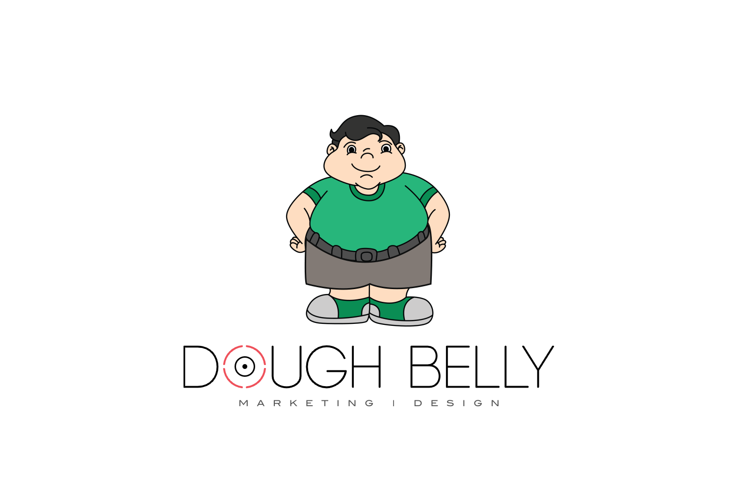 Official DoughBelly character in red shirt